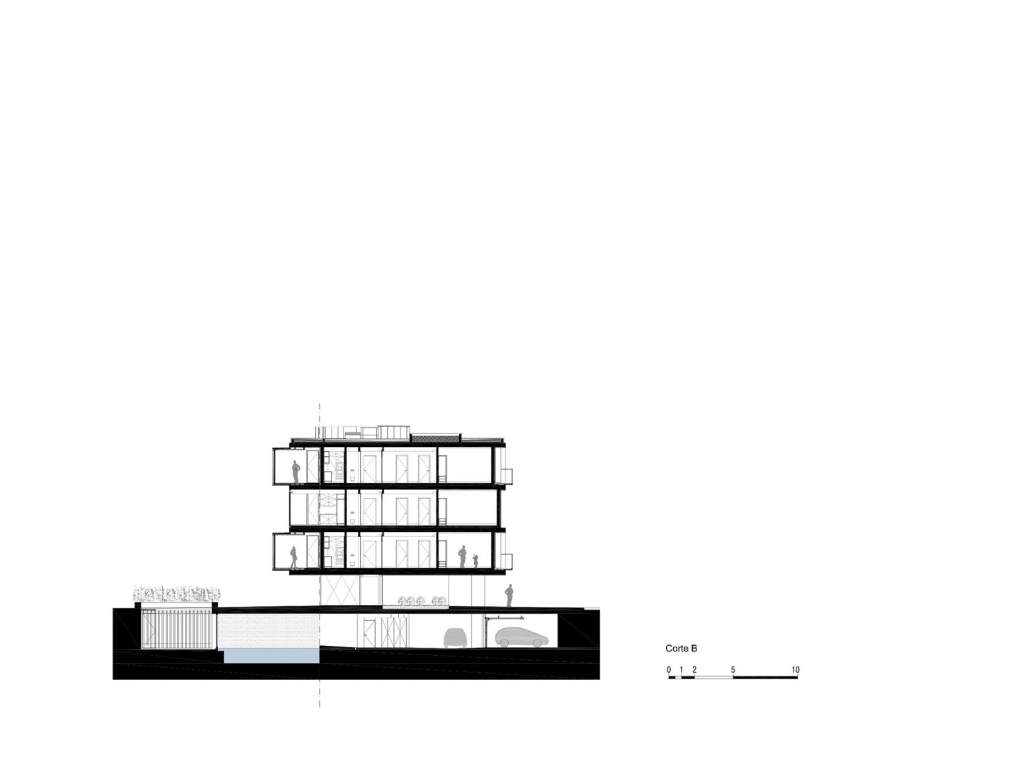 Section. ORIZZONT Building by Rvdm Arquitectos.