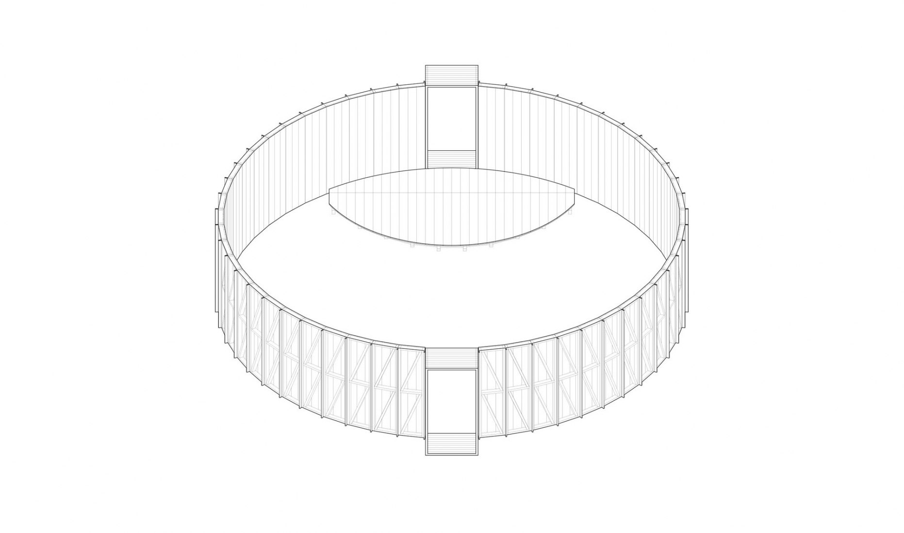 Axonometry - Cylinder Pavilion. Modular Pavilions for the 11th Momentum Biennale by S-AR.