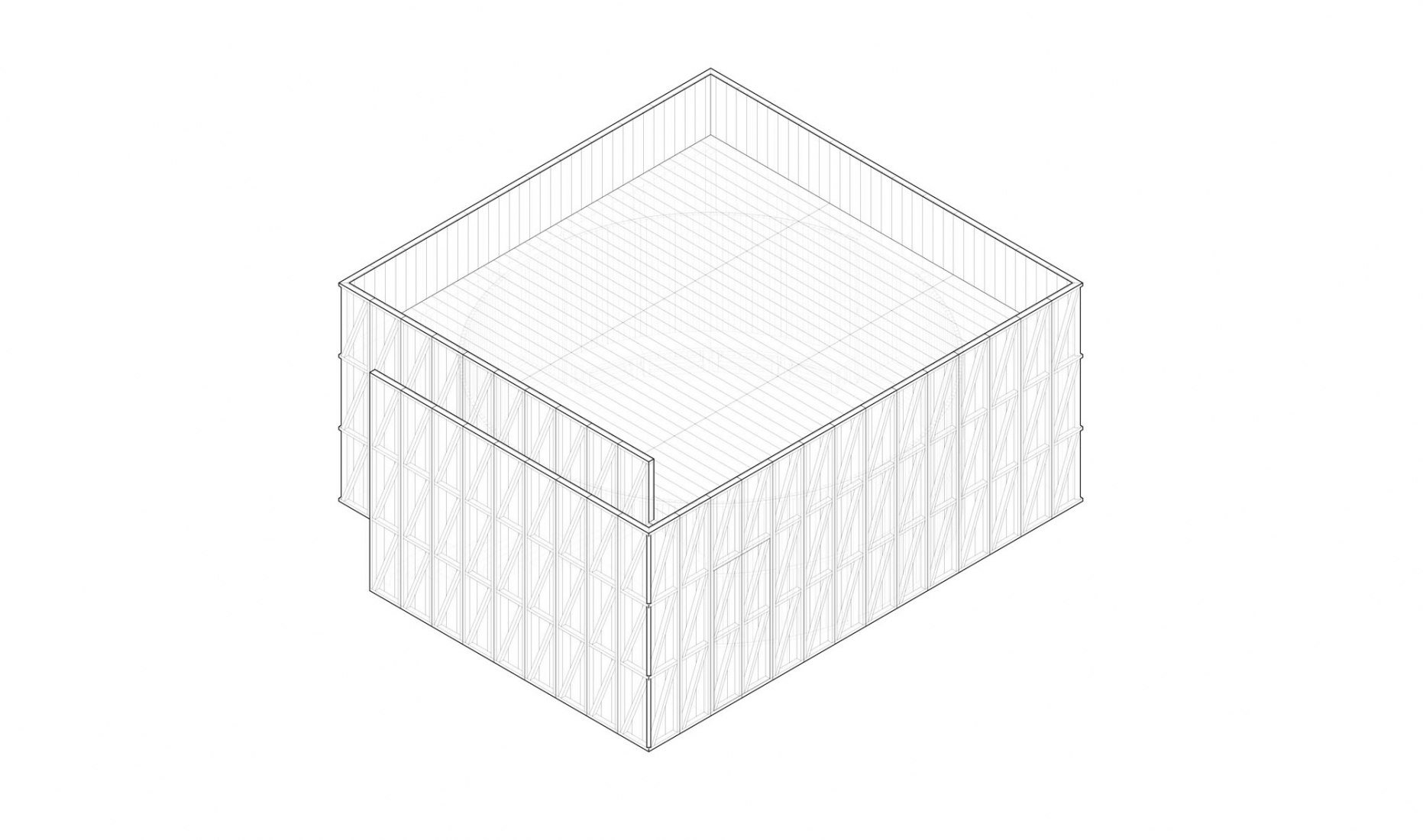Axonometry - Platform Pavilion. Modular Pavilions for the 11th Momentum Biennale by S-AR.