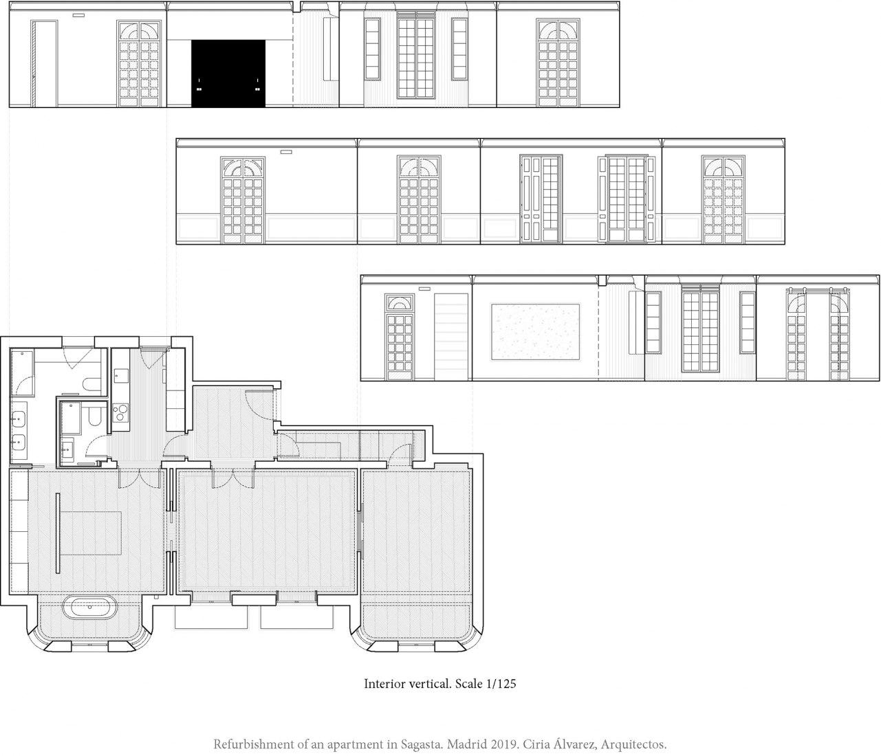 Elevations. Reform of a house in Sagasta by Ciria Álvarez Arquitectos.