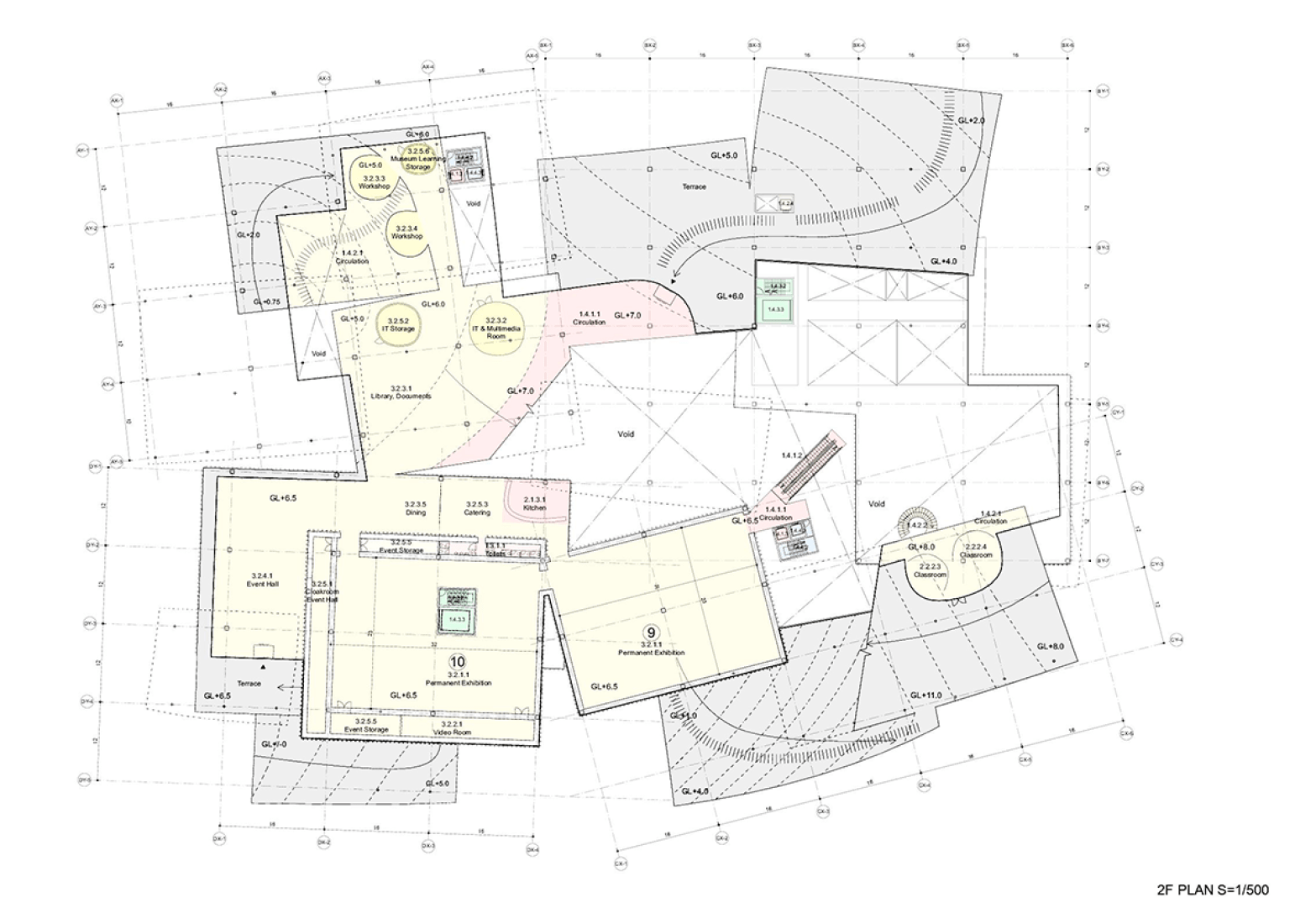 Planta segunda. Propuesta por SANAA para la Nueva Galería Nacional/Museo Ludwig. Imagen cortesía de Liget Budapest Design Competition. 