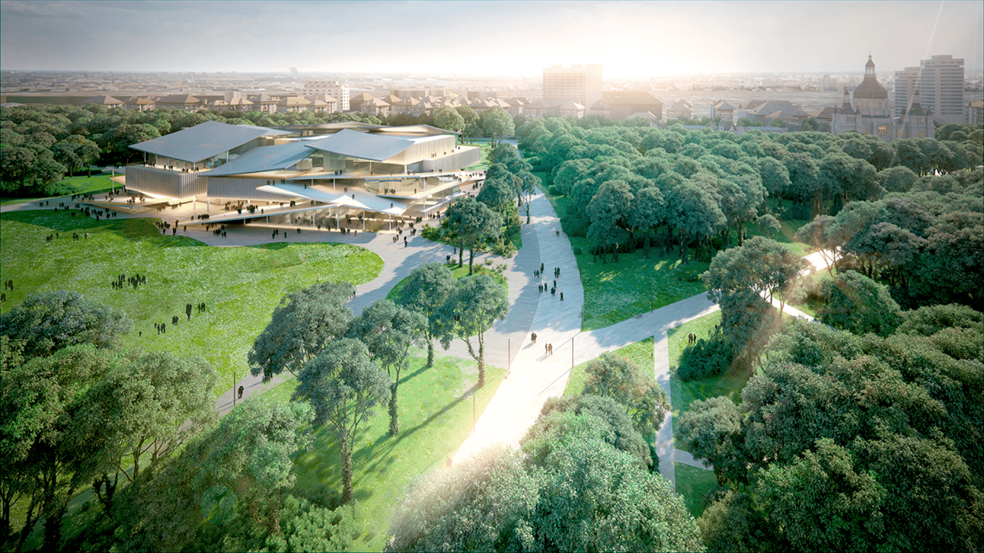 Propuesta por SANAA para la Nueva Galería Nacional/Museo Ludwig. Imagen cortesía de Liget Budapest Design Competition.