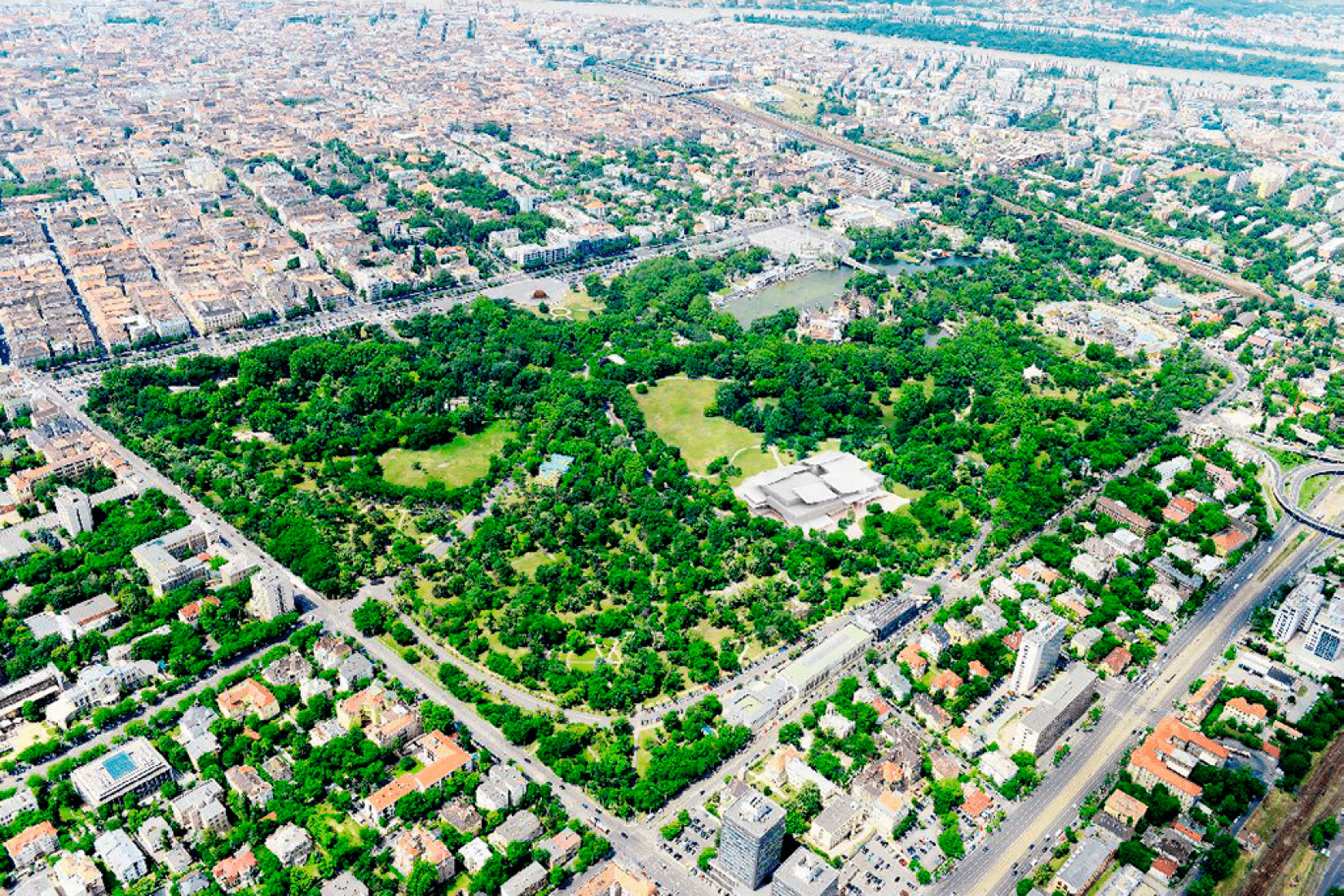 Visión general. Propuesta por SANAA para la Nueva Galería Nacional/Museo Ludwig. Imagen cortesía de Liget Budapest Design Competition. 