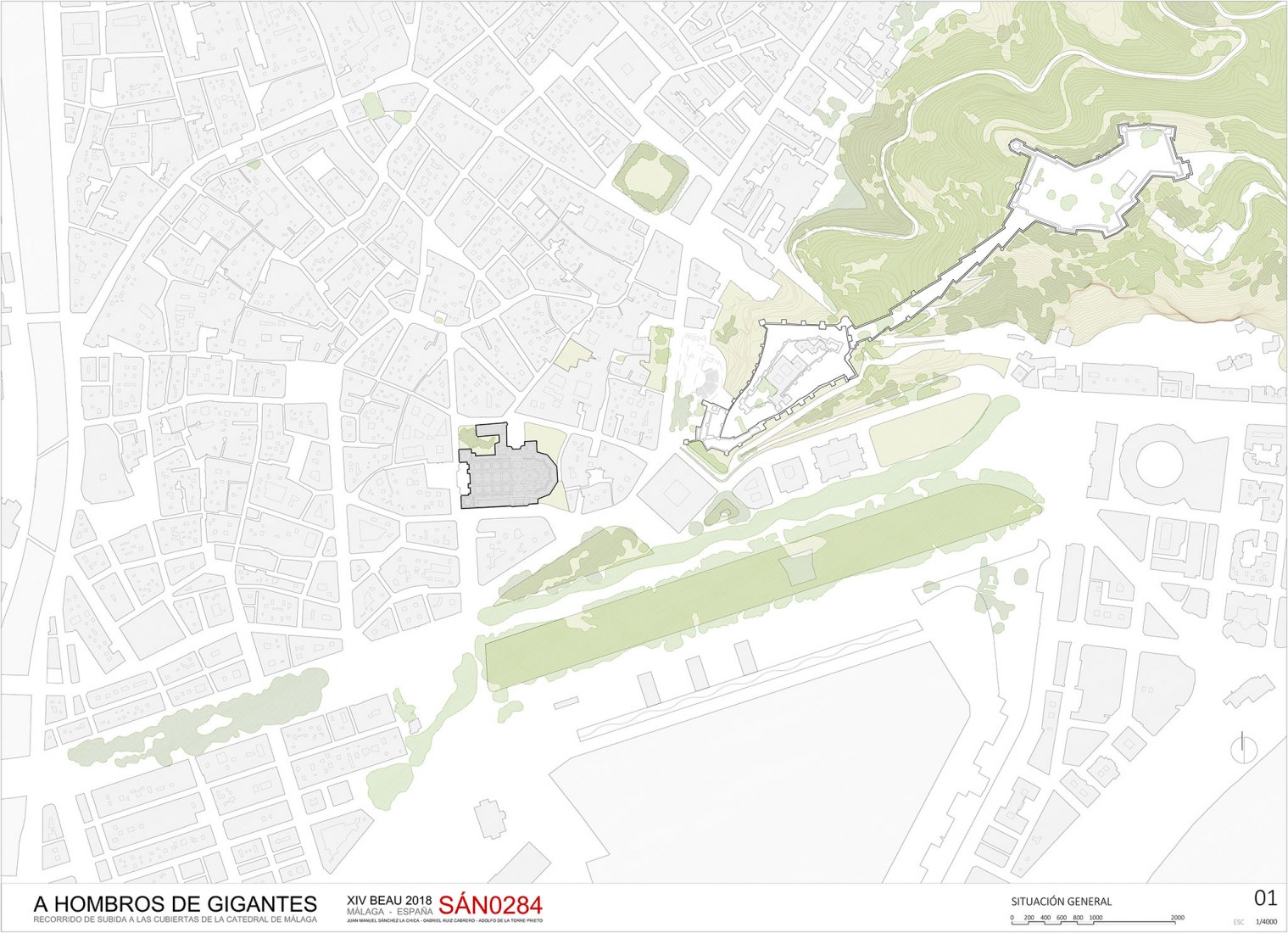 Plano de ubicación. Acceso a las cubiertas de la Catedral de Málaga por Sánchez La Chica + de la Torre Prieto + Ruiz Cabrero.