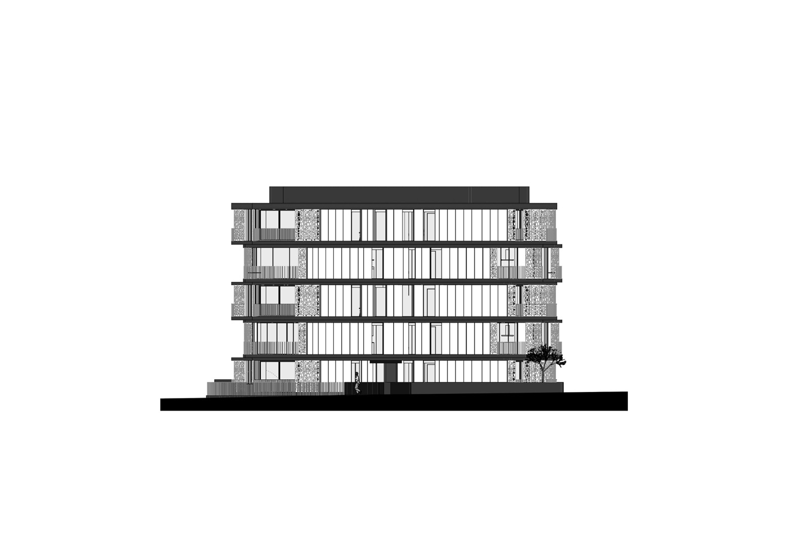 Alzado. Edifício Sense 100 por Sandra Micaela Casinha architects.