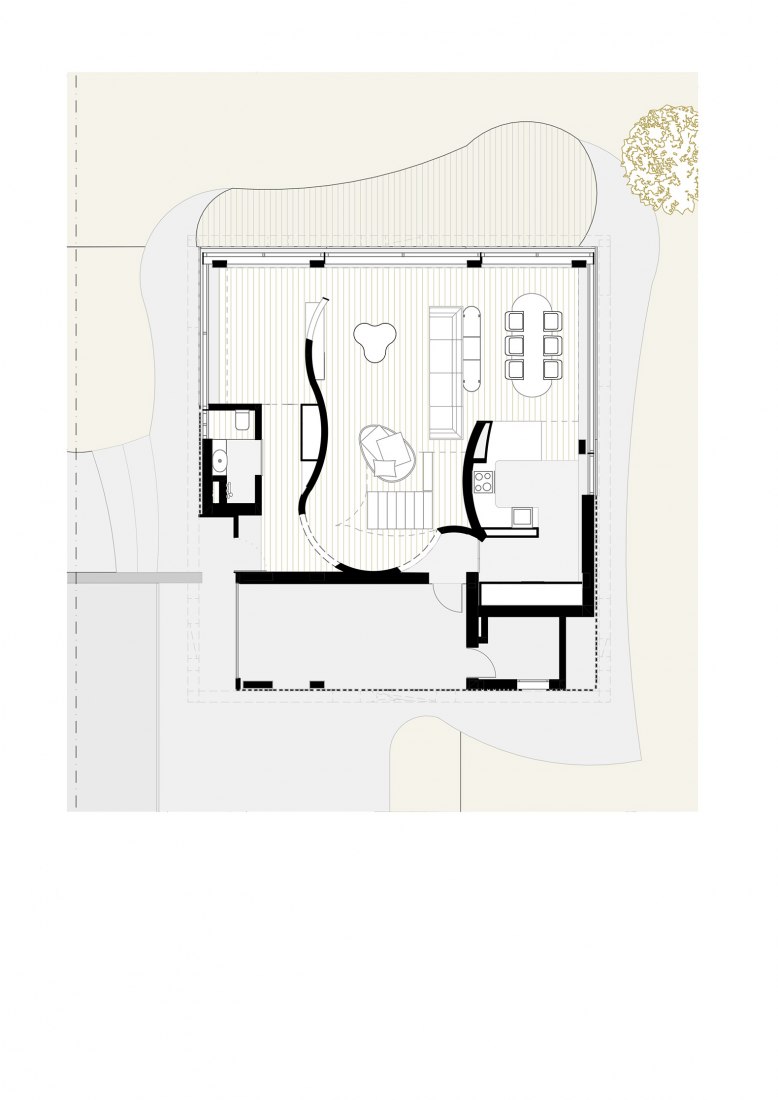 Plano de planta baja. Casa «Pátios de Pétalas» por Sandra Micaela Casinha.