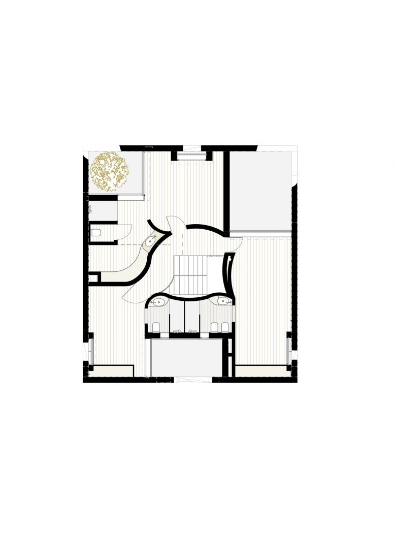 Plano de primera planta. Casa «Pátios de Pétalas» por Sandra Micaela Casinha.