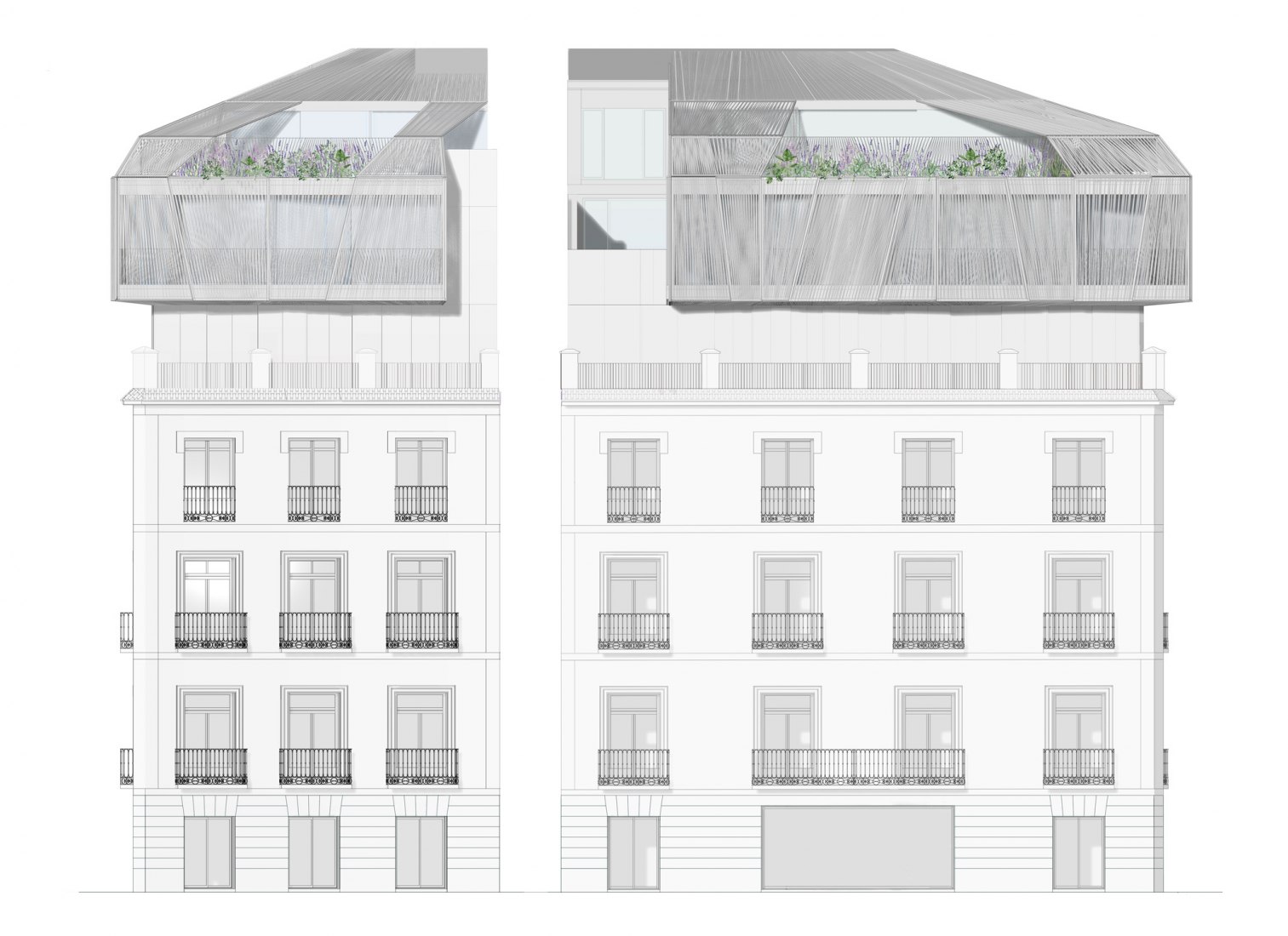 Alzados. Edificio Baltasar por Santa-Cruz Arquitectura. 
