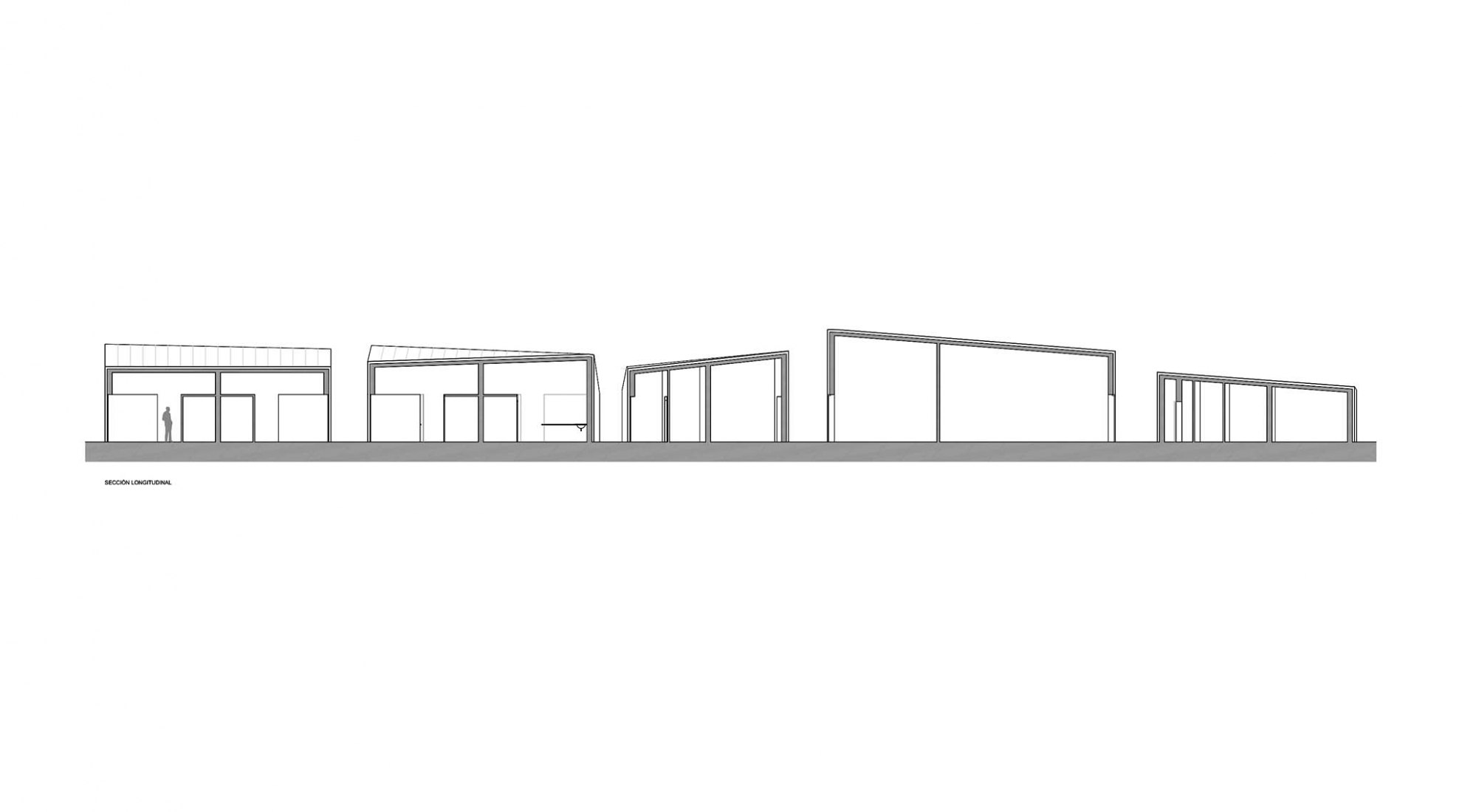 Longitudinal section. Campañó soccer field by Santos y Mera Arquitectos.