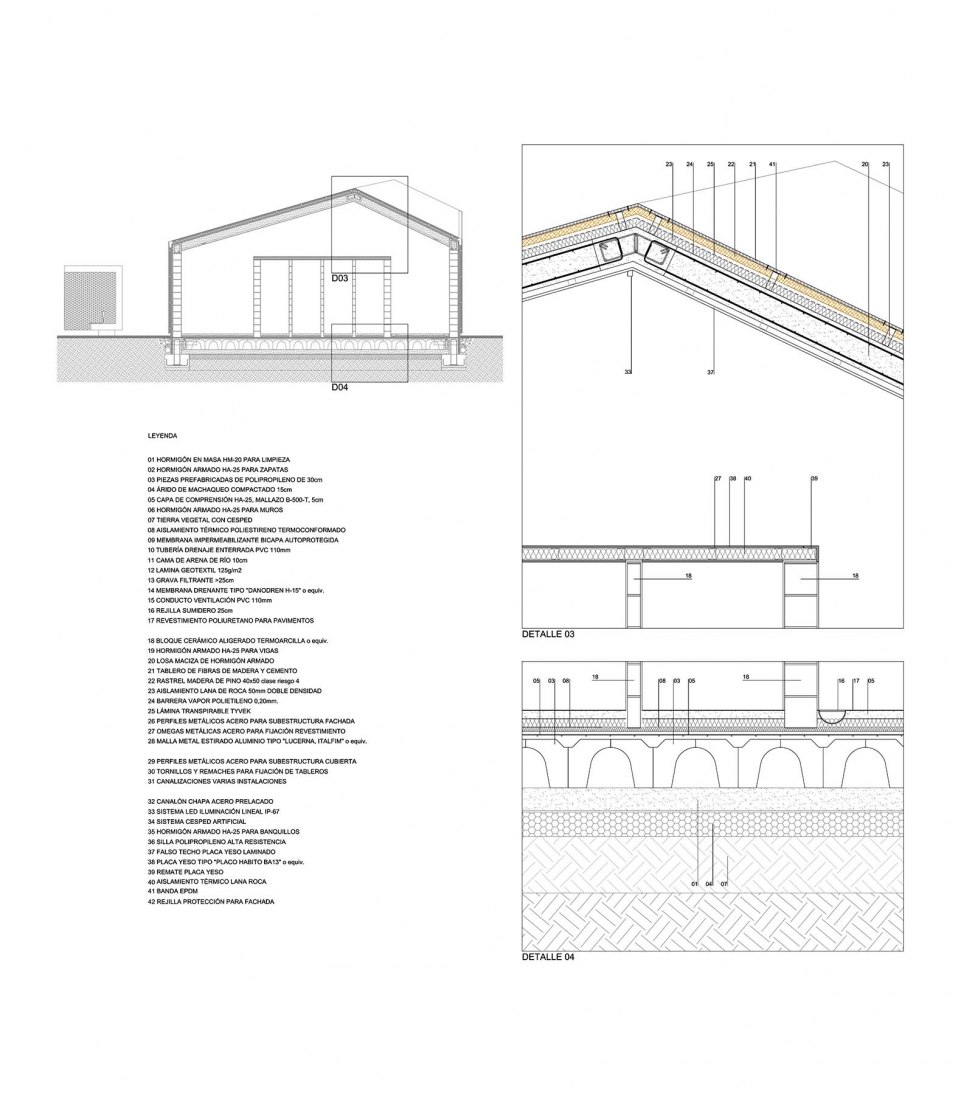 Construction details II. Campañó soccer field by Santos y Mera Arquitectos.