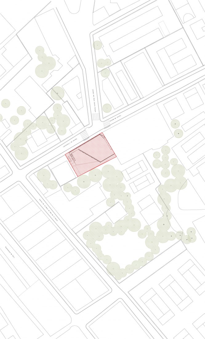 Planta emplazamiento. La guardería Virolai Petit por el Equipo Sarrablo