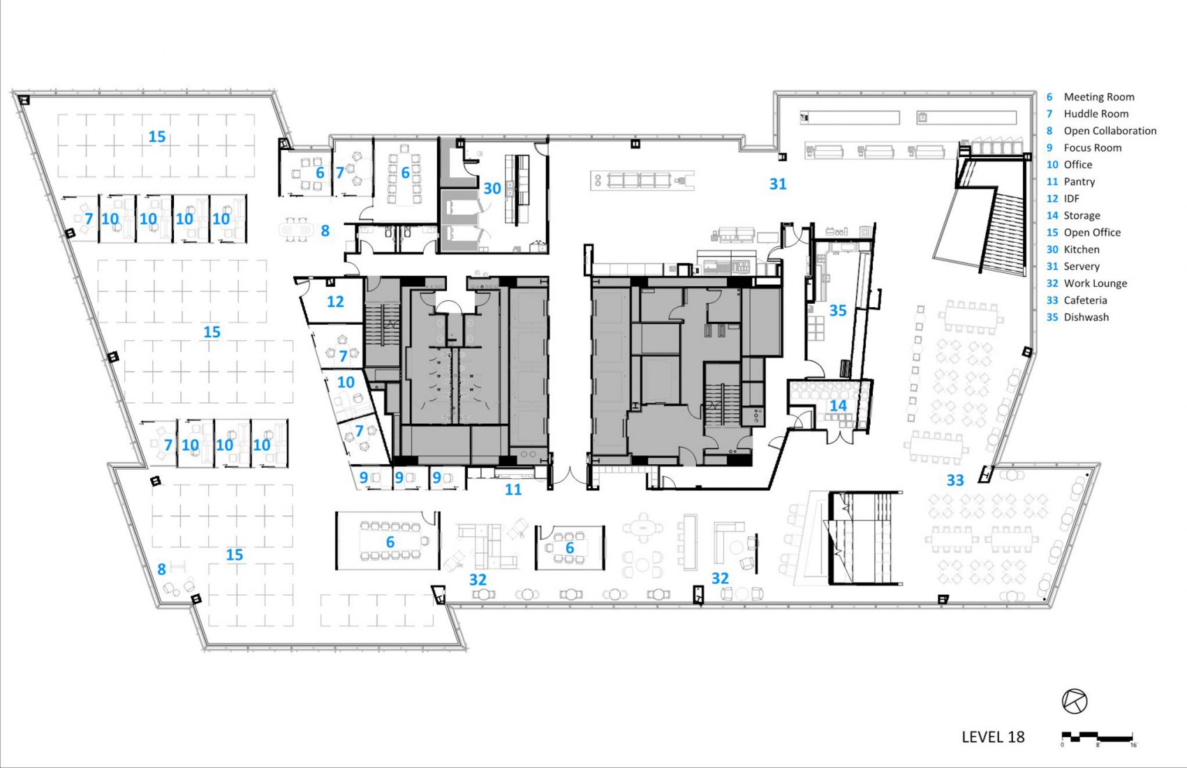 +18 level floor plan. Akamai Technologies Global Headquarters by Sasaki. Courtesy of Sasaki.