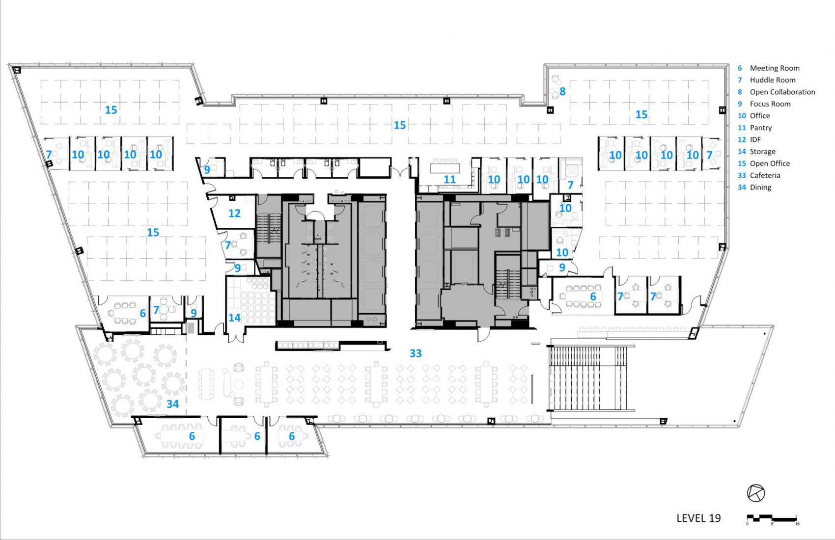 +19 level floor plan. Akamai Technologies Global Headquarters by Sasaki. Courtesy of Sasaki.