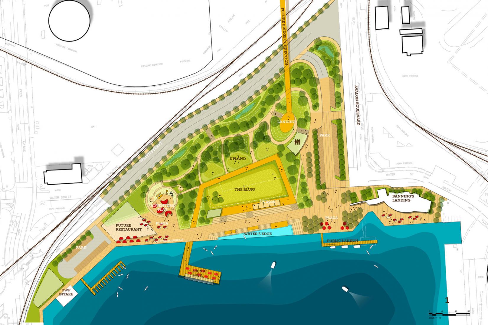 Plano de situación. Paseo marítimo de Wilmington por Sasaki.
