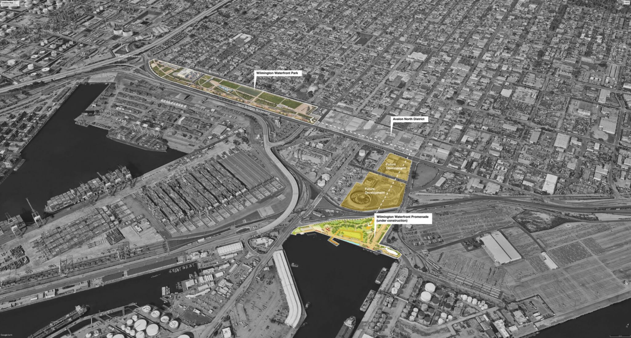 Plano de situación. Paseo marítimo de Wilmington por Sasaki.
