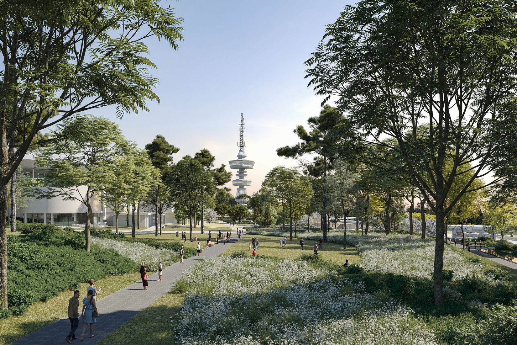 Perspective Landscape. ConfEx Park by Sauerbruch Hutton, Gustafson Porter + Bowman, Stavropoulou Architects