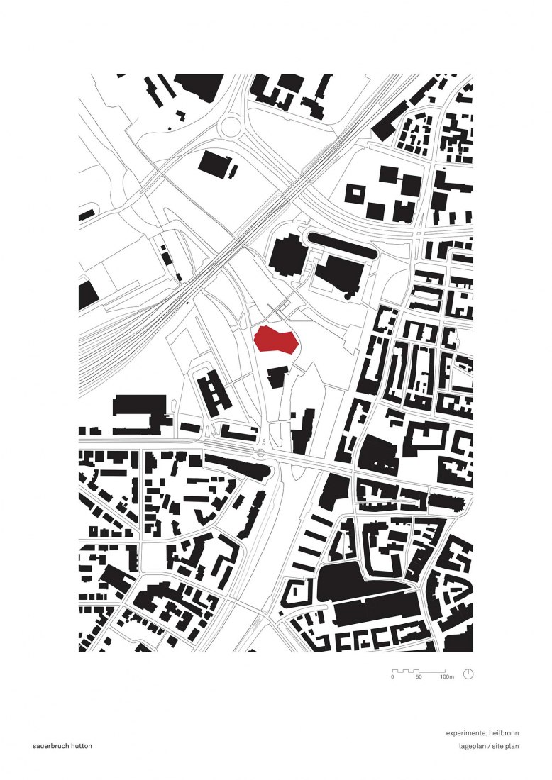 Site plan. Experimenta, Heilbronn by Sauerbruch Hutton.
