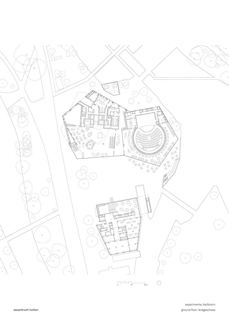 Ground floor plan. Experimenta, Heilbronn by Sauerbruch Hutton.