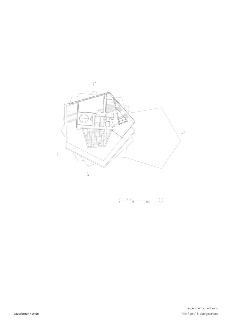 Fifth floor plan. Experimenta, Heilbronn by Sauerbruch Hutton.