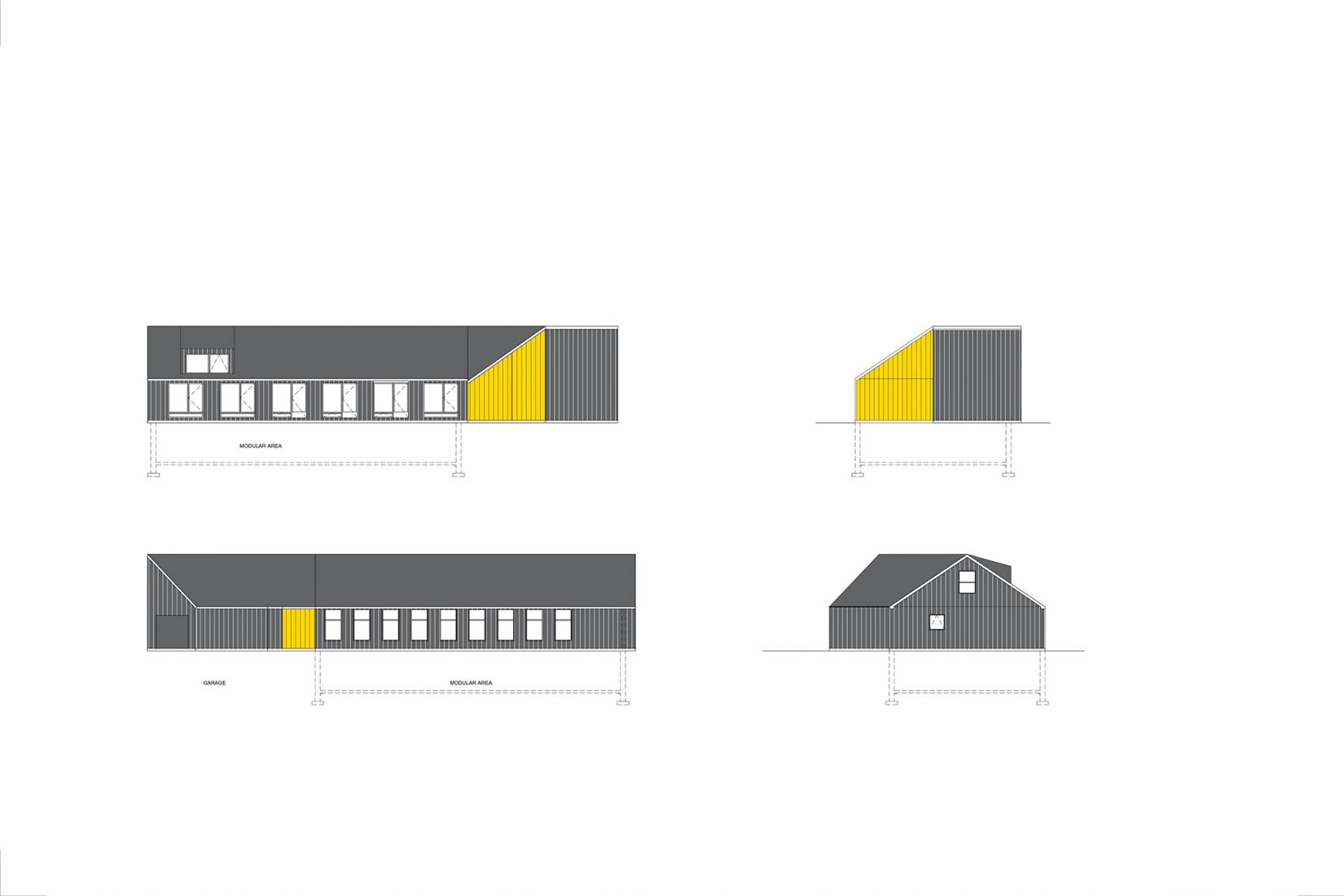 Elevation. Oblong Farm by Scalar Architecture.