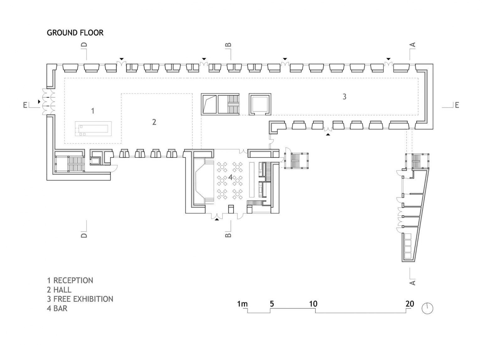Ground floor plan. Cukrarna Space for Contemporary Art by Scapelab.