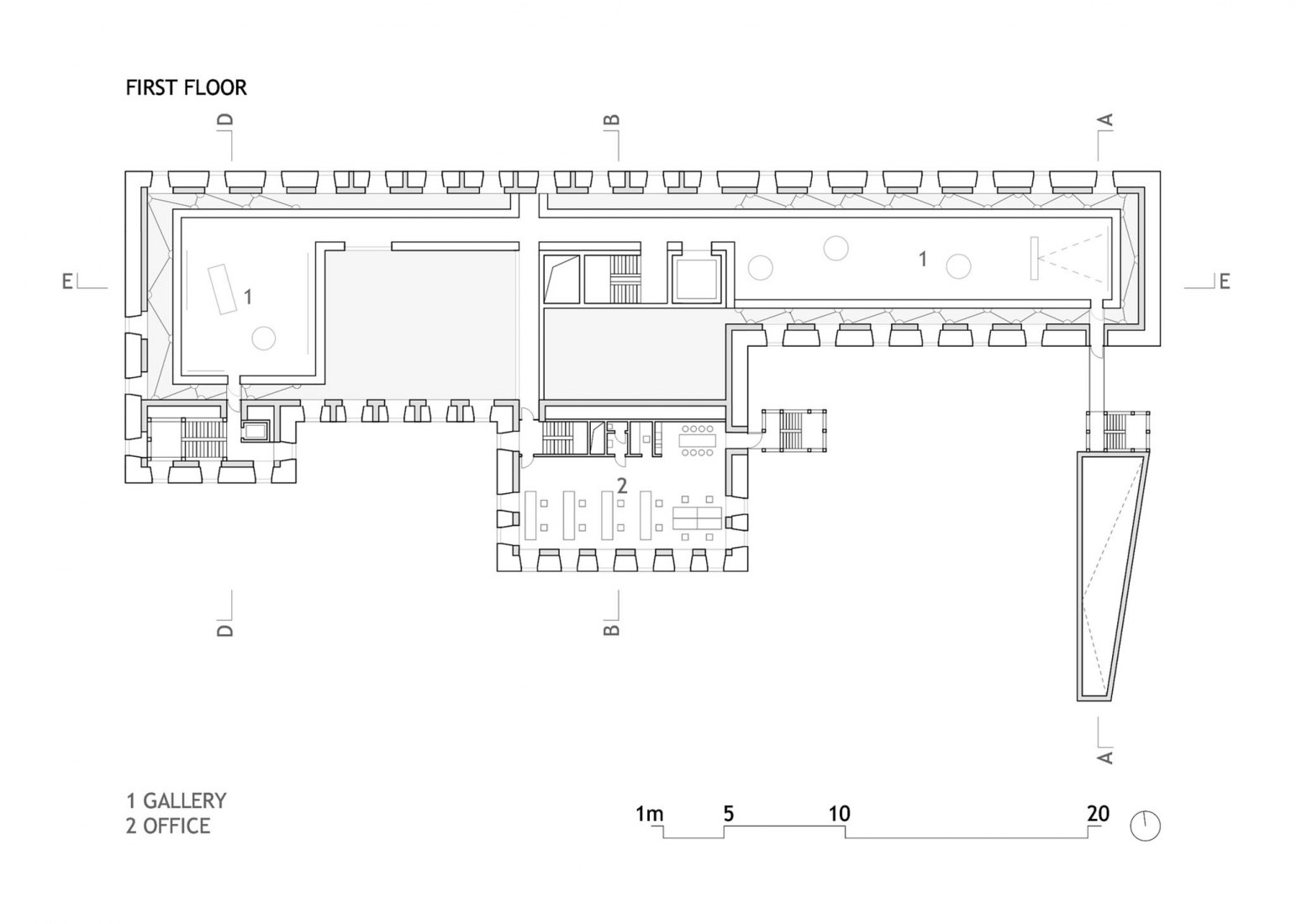 First floor plan. Cukrarna Space for Contemporary Art by Scapelab.