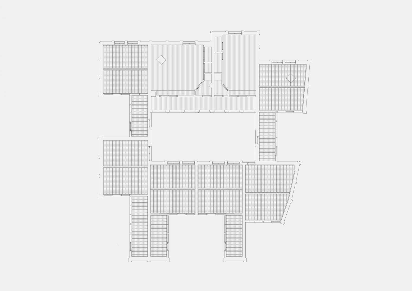 Floor slab plan. Courtyard housing by Sergison Bates architects LLP.