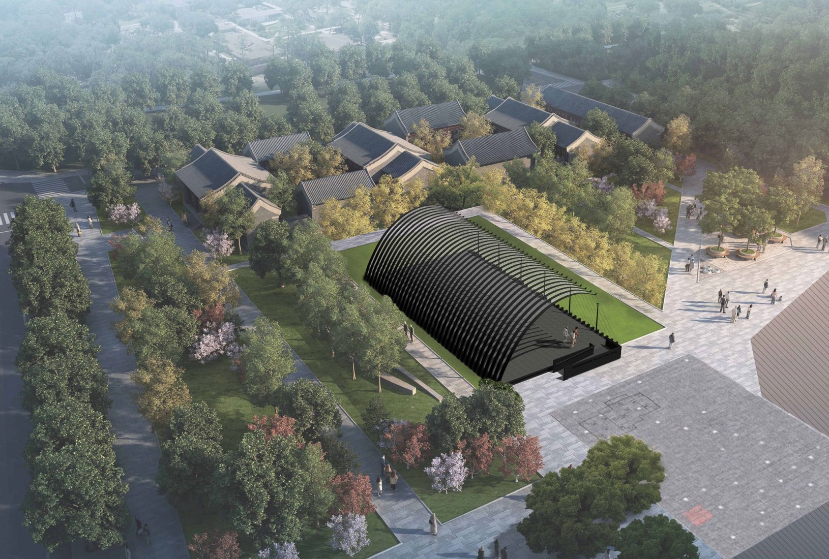 Visualización del Pabellón de la Serpentine 2018 en Pekín, diseñado por Jiakun Architects, © Jiakun Architects