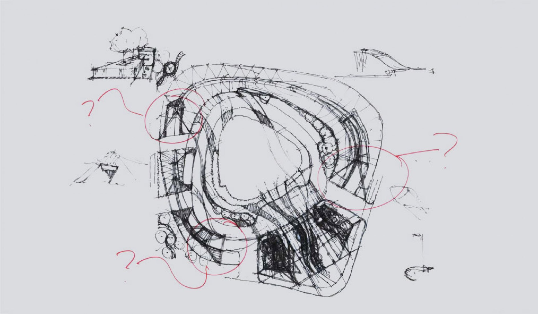 Sketch. Nanchang Sinic Center. Courtesy of Shanghai Tianhua Architecture Planning & Engineering