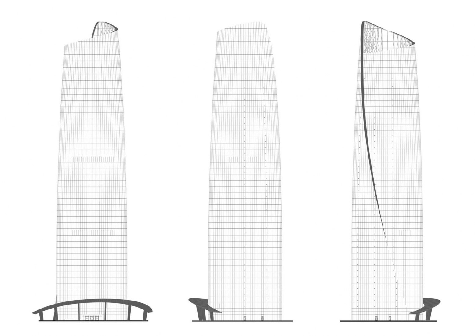 Section axis. Nanchang Sinic Center / Shanghai Tianhua Architecture Planning & Engineering