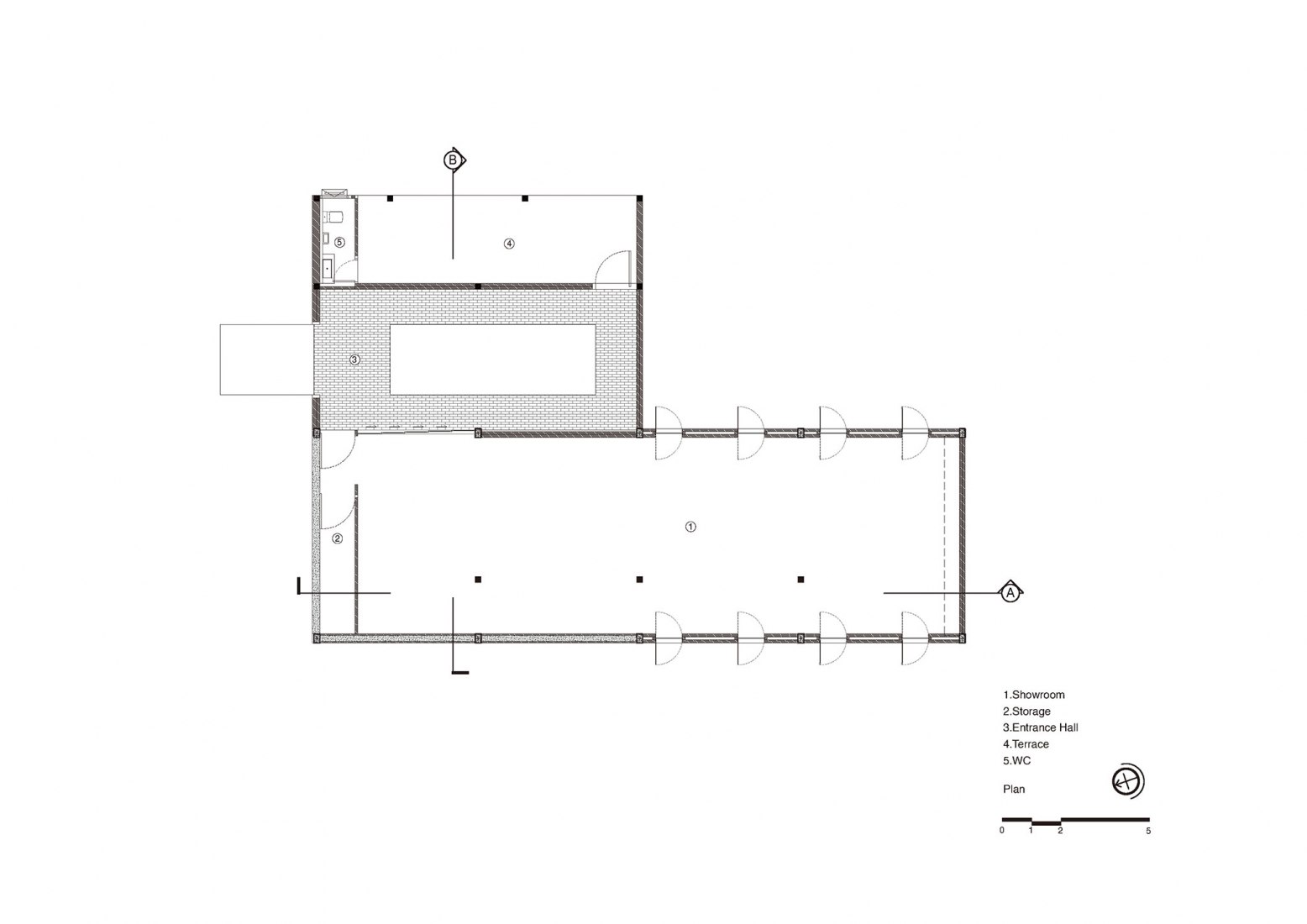 Ground floor plan. Moonler Showroom by Sher Maker.