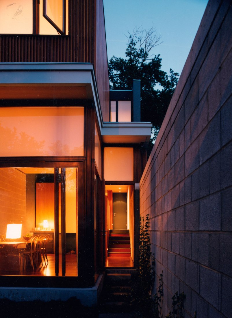 Night Exterior. Laneway House by Shim-Sutcliffe Architects. Photograph by James Dow