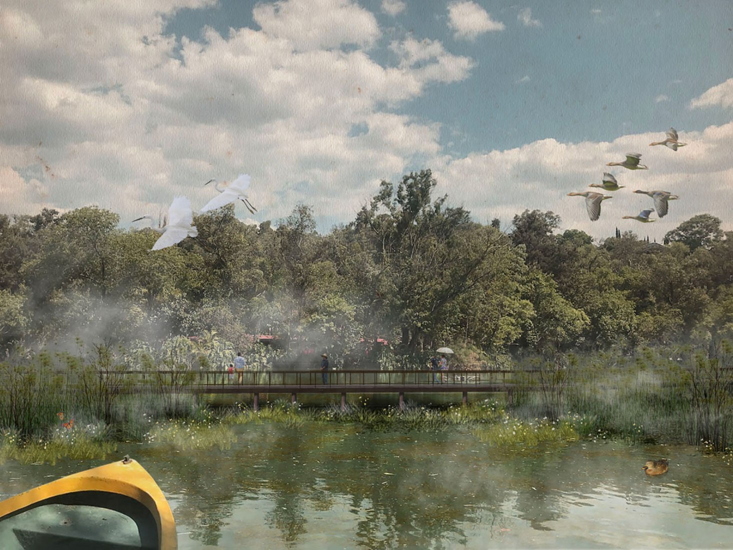 Visualización del proyecto para el «Parque ecológico Benito Juárez» por Sin Título Arquitectura. 