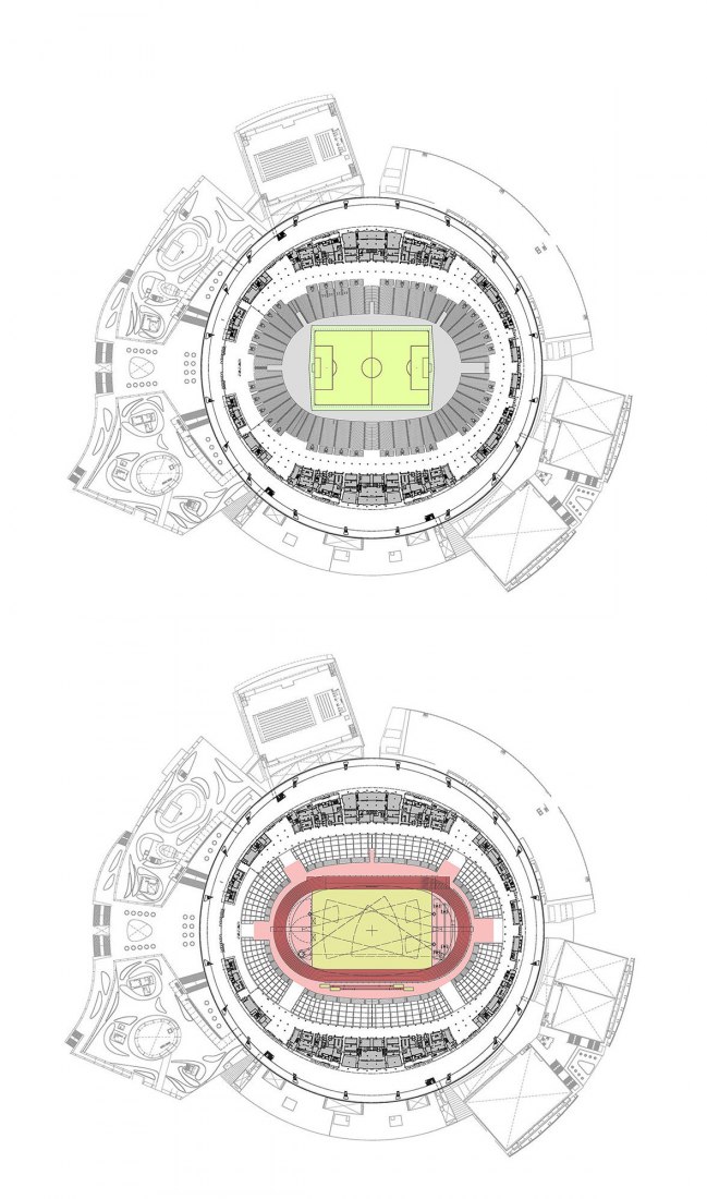 Plantas. Estadio Nacional de Singapur por ARUP Associates.