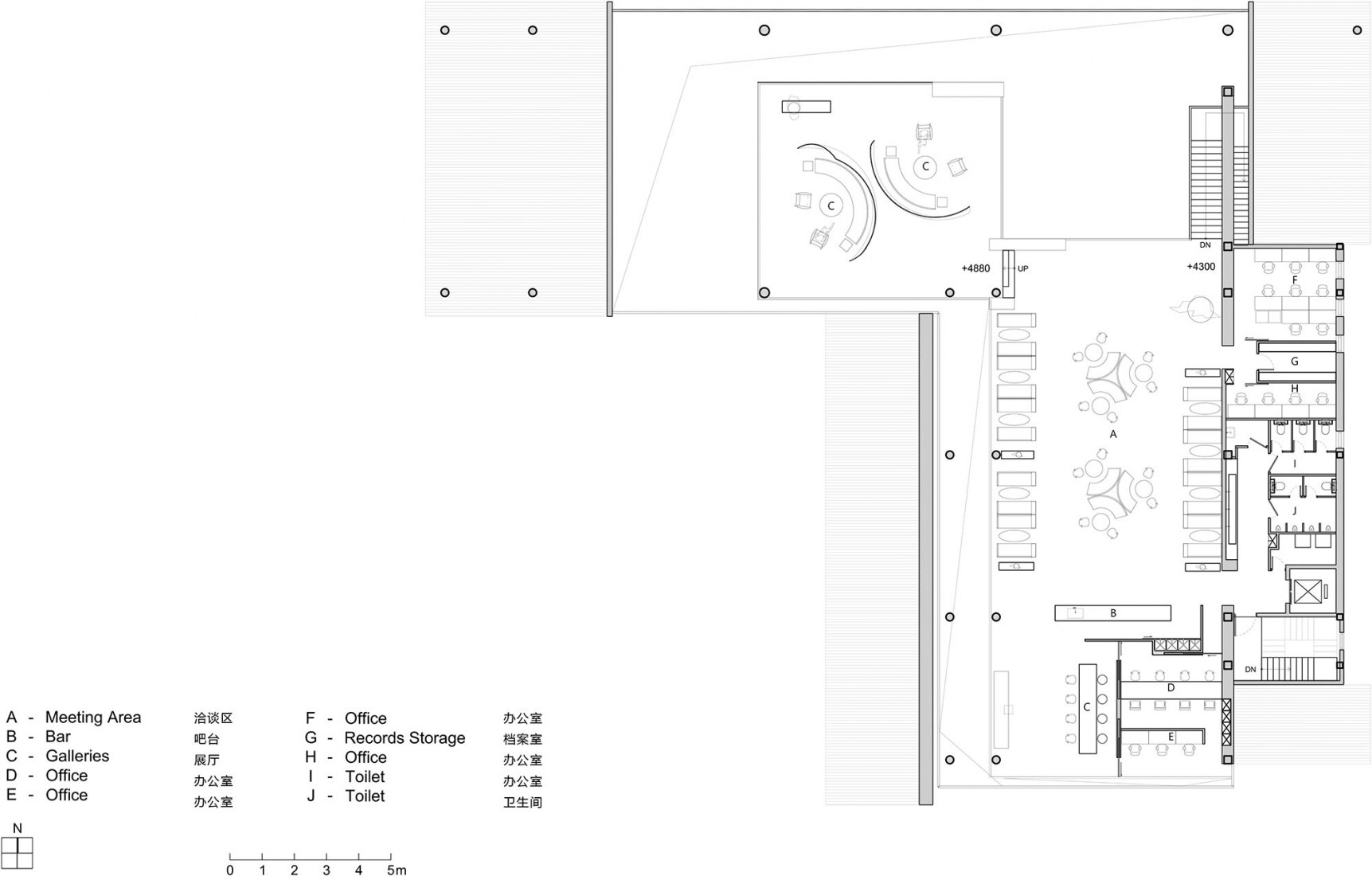 Second Floor A-Building. SINO-OCEAN. Oriental Worldview Sales Center. Courtesy of Waterfrom Design 