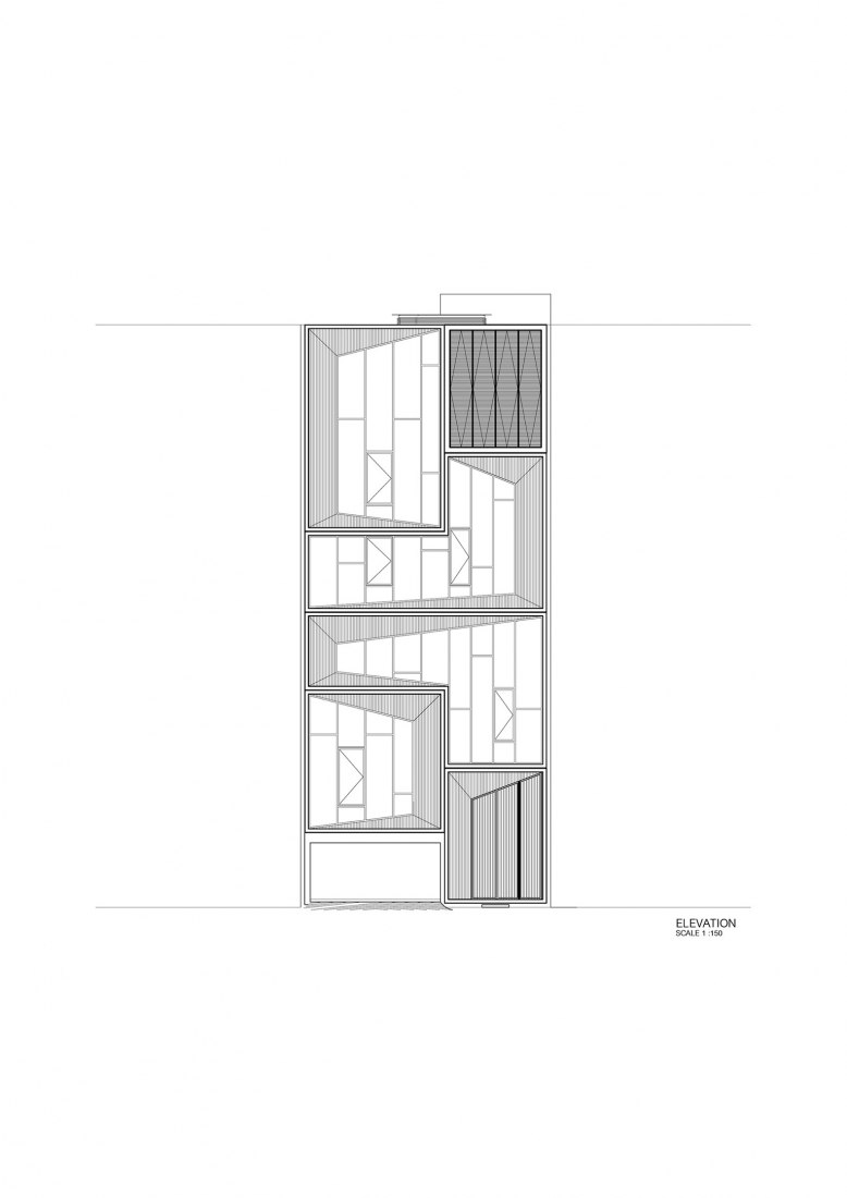 Alzado. Siri House por IDIN Architects. Cortesía de los arquitectos
