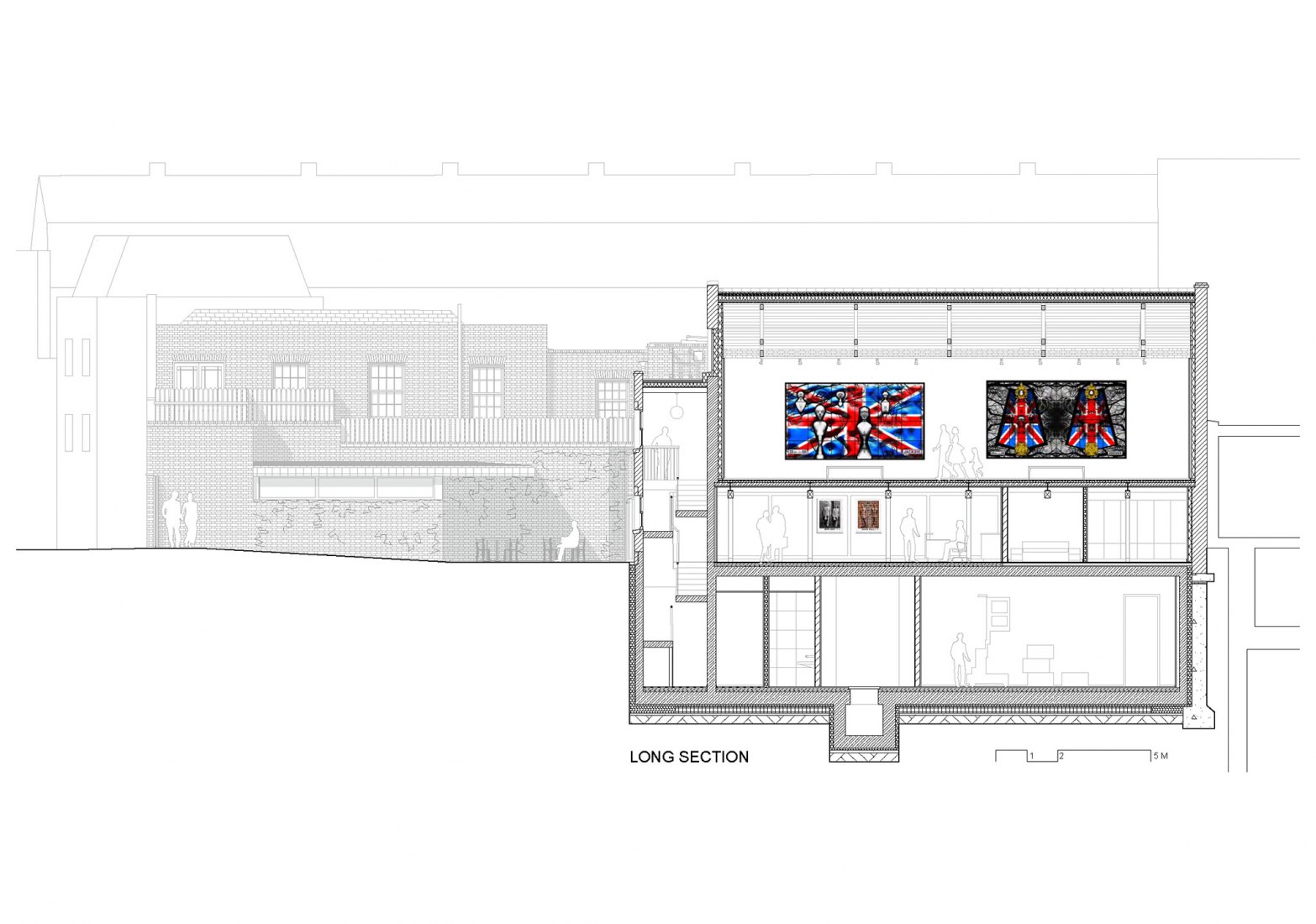 Sección. Centro Gilbert & George por SIRS Architects.