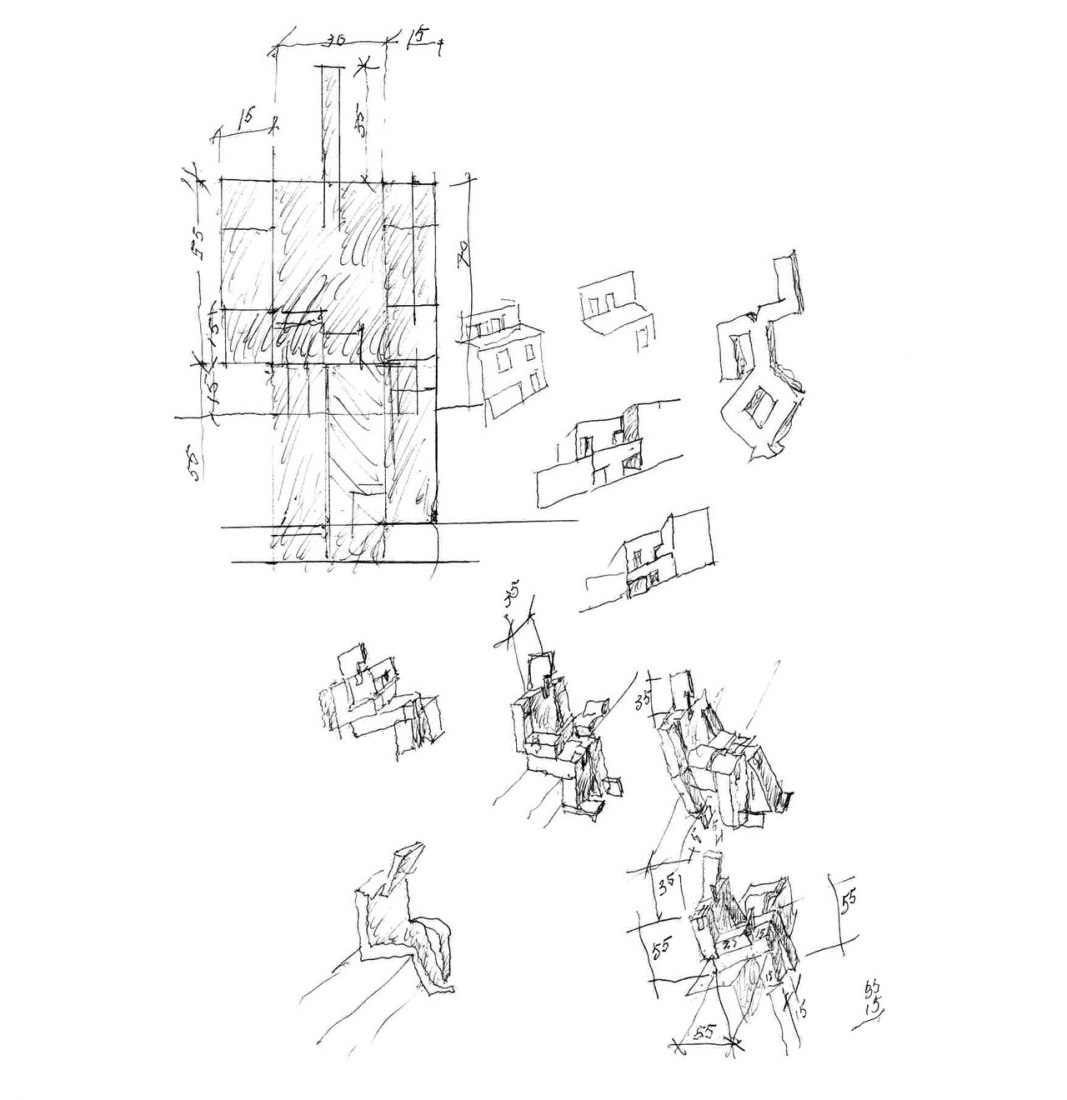 Croquis de una escultura. Torre 611W56 en Manhattan por Álvaro Liza.