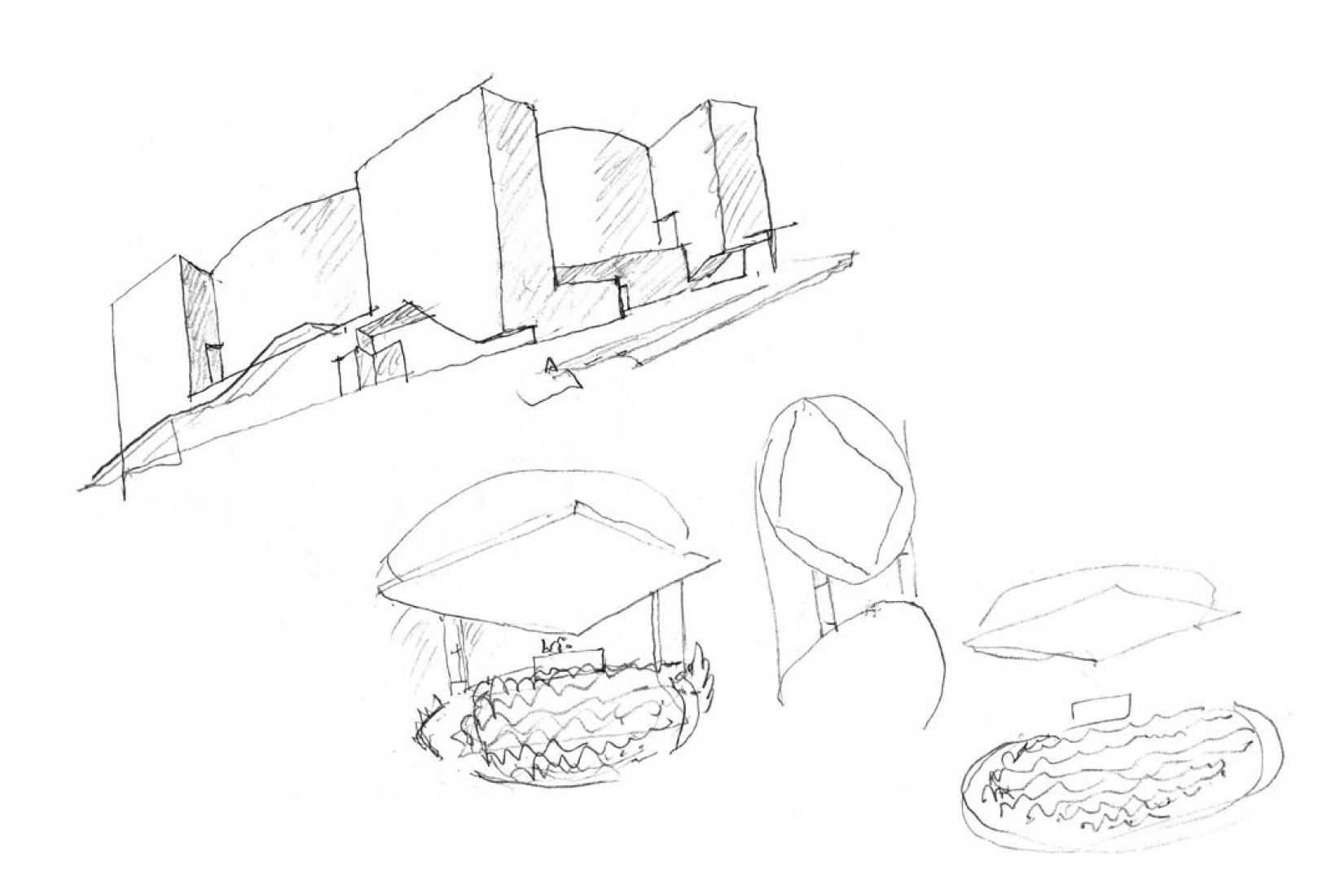 Croquis. Álvaro Siza diseña la iglesia Saint-Jacques-de-la-Lande.