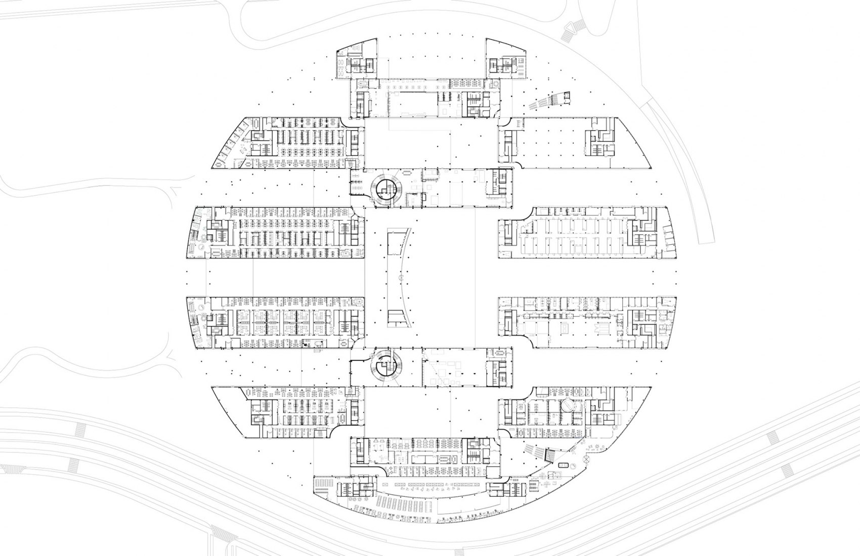Plano de planta baja. Instituto Skolkovo de Ciencia y Tecnología por Herzog & de Meuron.