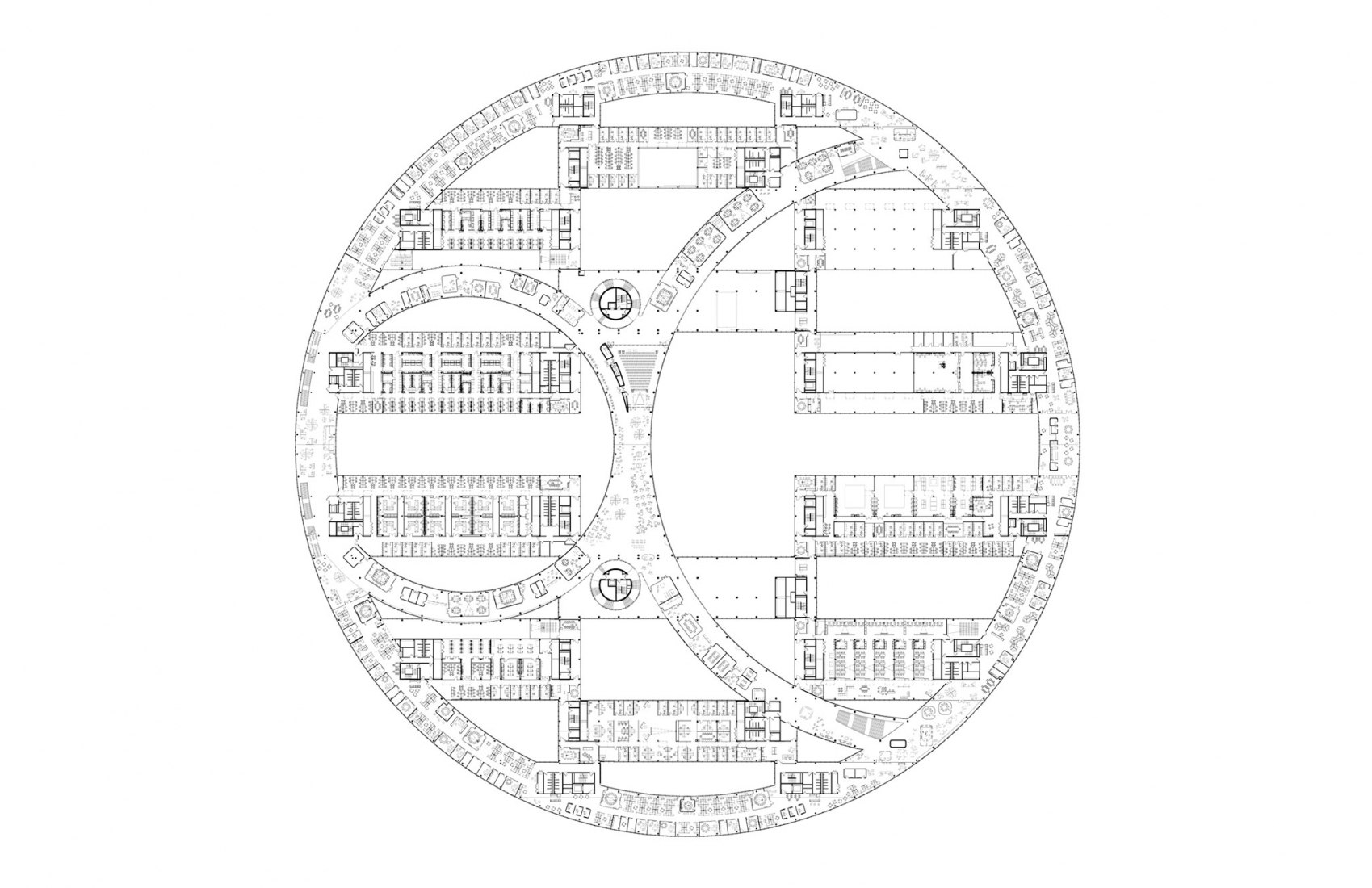 Plano de planta primera. Instituto Skolkovo de Ciencia y Tecnología por Herzog & de Meuron.