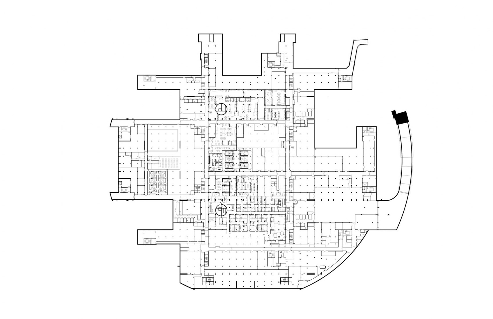 Plano de planta sotano. Instituto Skolkovo de Ciencia y Tecnología por Herzog & de Meuron.