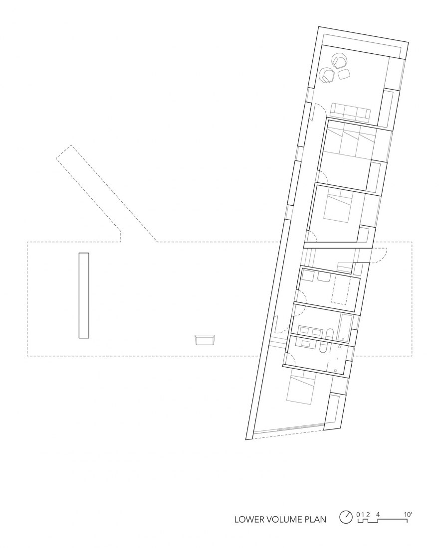 Lower floor plan. Sky House by Julia Jamrozik and Coryn Kempster. Courtesy of architects