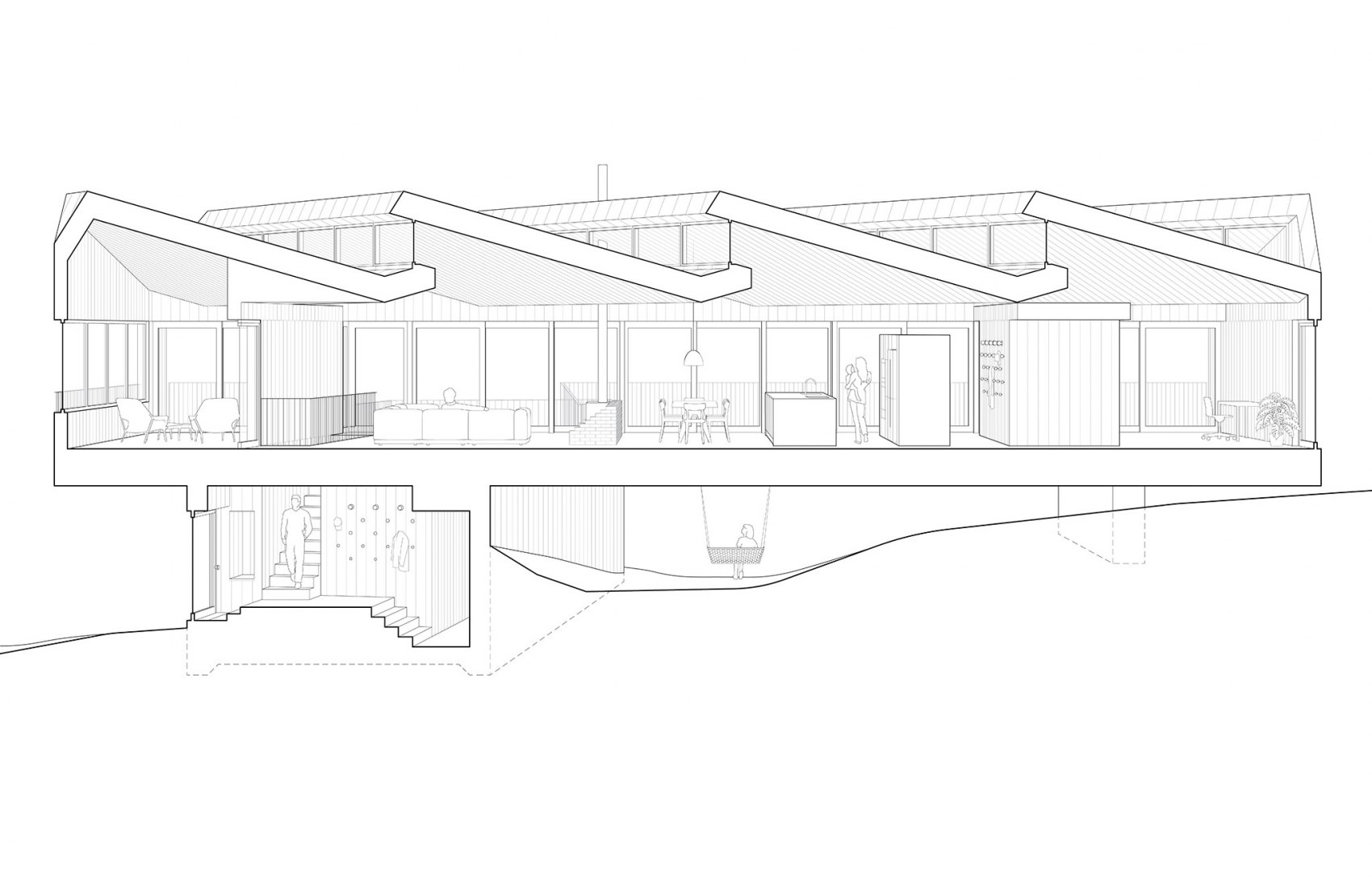 Section. Sky House by Julia Jamrozik and Coryn Kempster. Courtesy of architects