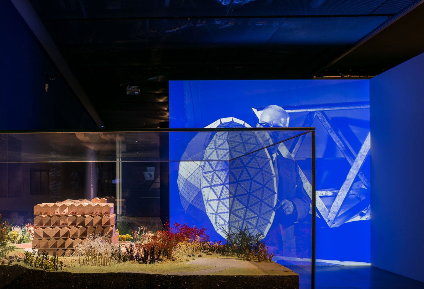 Imagen de sala. Curiosidad Radical. En la órbita de Buckminster Fuller por Smart and Green Design. Fotografía por © Javier de Paz García.