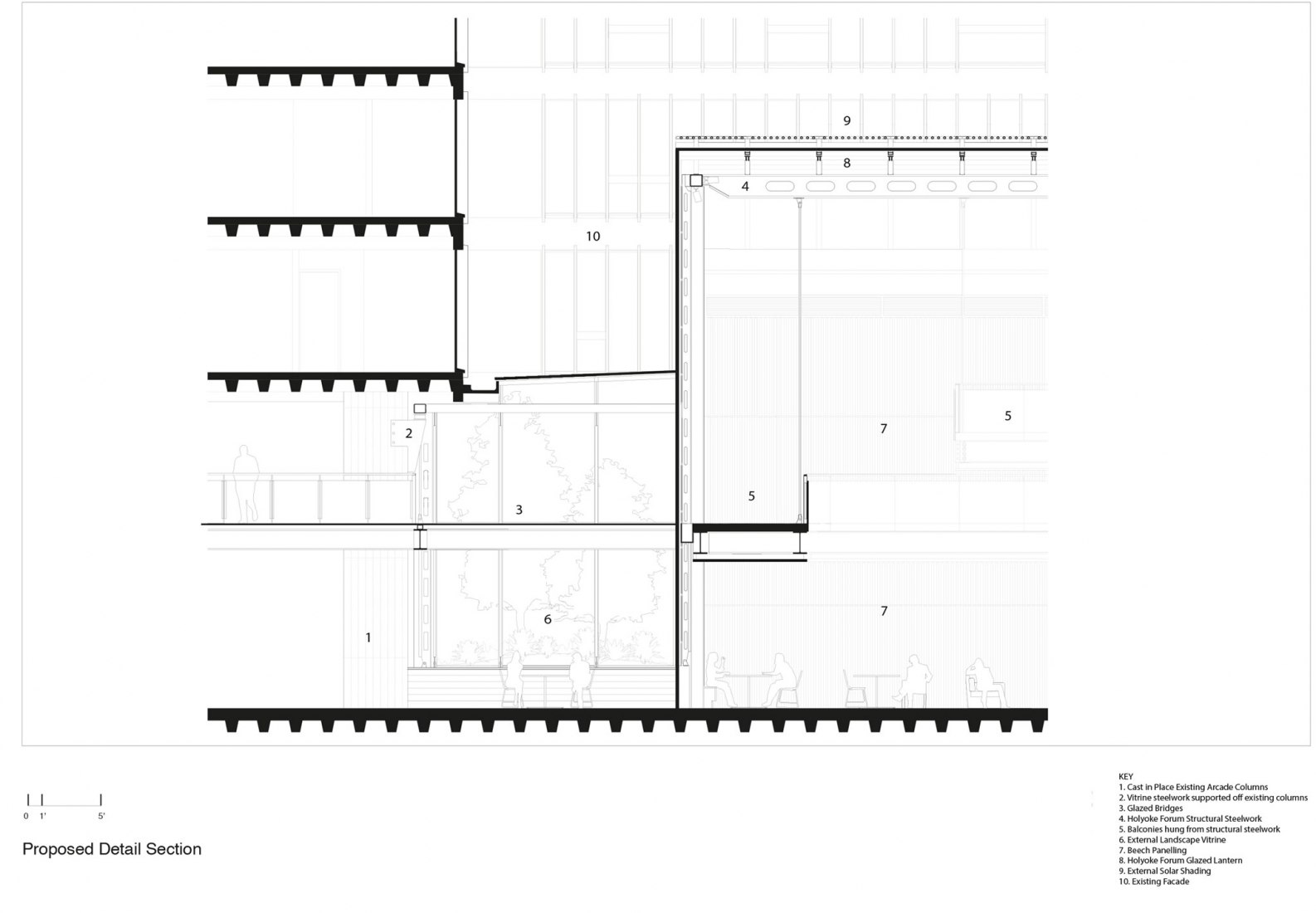 Sección detallada propuesta. Harvard University: Richard A. y Susan F. Smith Campus Center por Hopkins Architects y Bruner/Cott Architects. Fotografía por Nic Lehoux.