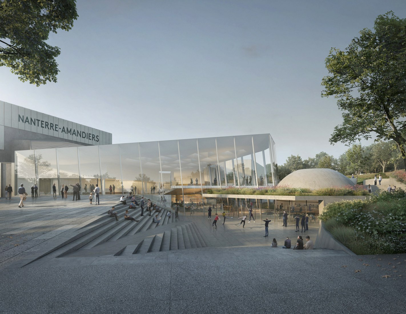 Exterior rendering. Renovation of the Théâtre Nanterre-Amandiers by Snøhetta