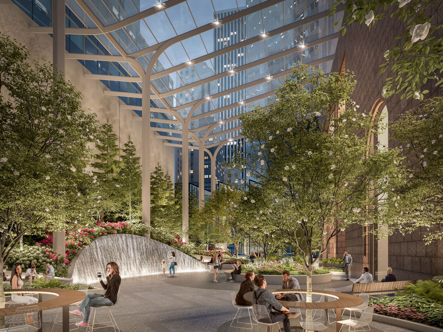 Proyecto para el jardín del 550 Madison Garden de Snøhetta. Visualización de Snøhetta y MOARE