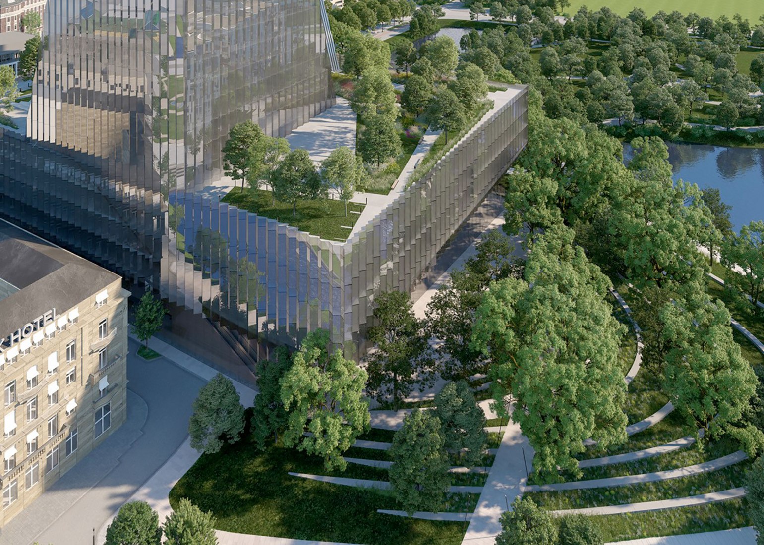 New Opera House for Düsseldorf by Snøhetta. Rendering by Centrum/Snøhetta/Boomtown