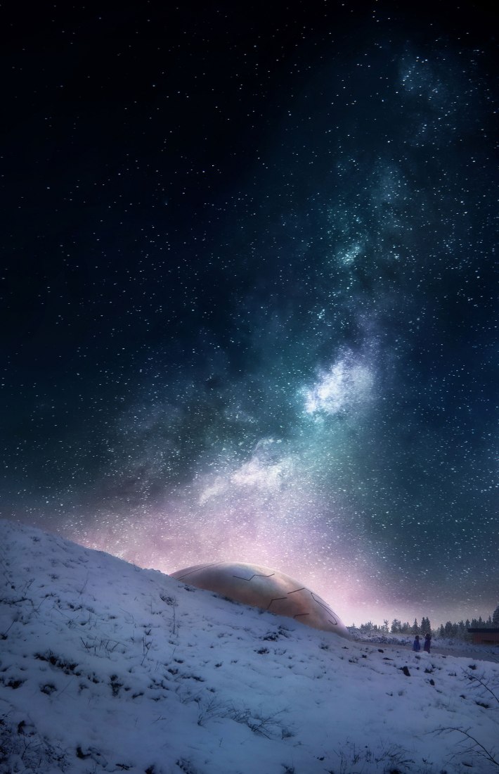 Rendering. Norway’s largest astronomical facility by Snøhetta. Image © Snøhetta/Plompmozes